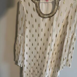 Lilly Pulitzer White and Gold Blouse